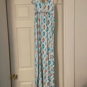 Soybu Blue and Orange Maxi Dress